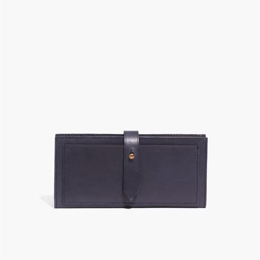 Madewell The Leather Post Wallet in Deep Navy
